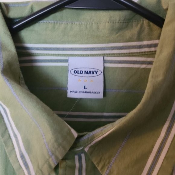 Old Navy Green Striped Shirt Long Sleeve L NWT‎ - Picture 13 of 14